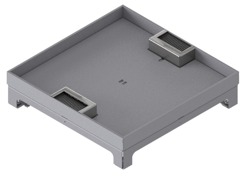 Produktbild UBD 324 254  -  Unterflur-Bodendose UBD 320 inkl. Deckel mit Kante, geschlossen, 25mm Vertiefung und 2 Bürstenauslässe